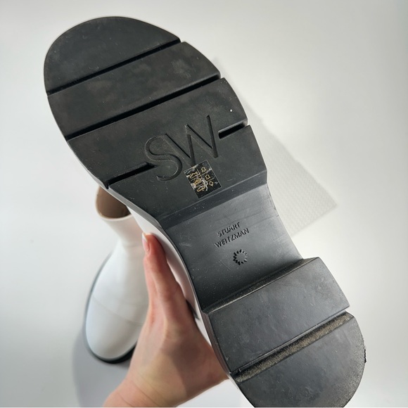 Stuart Weitzman Lug Sole Chelsea Boots White Leather Size 8 - Picture 9 of 10